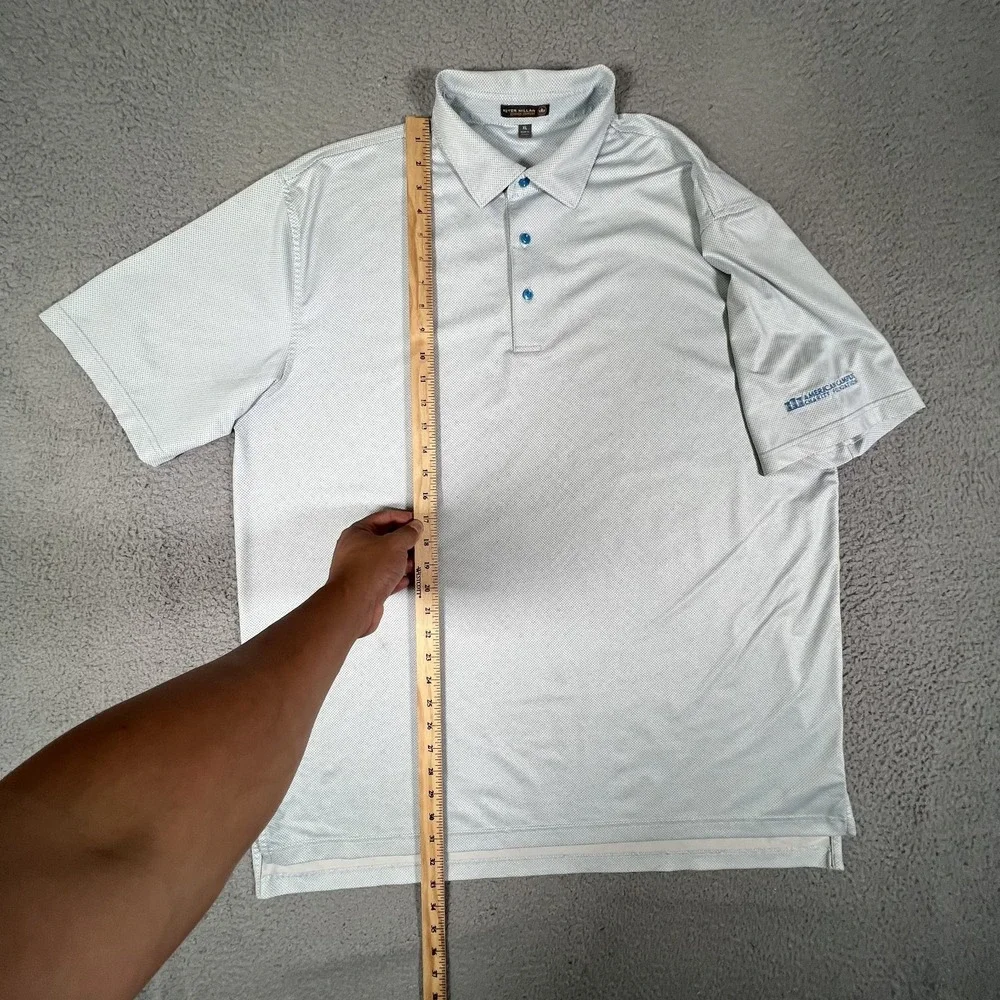 Peter‎ Millar Shirt Mens XL Blue Polka Dot Summer Comfort Golf Polo Logo Preppy